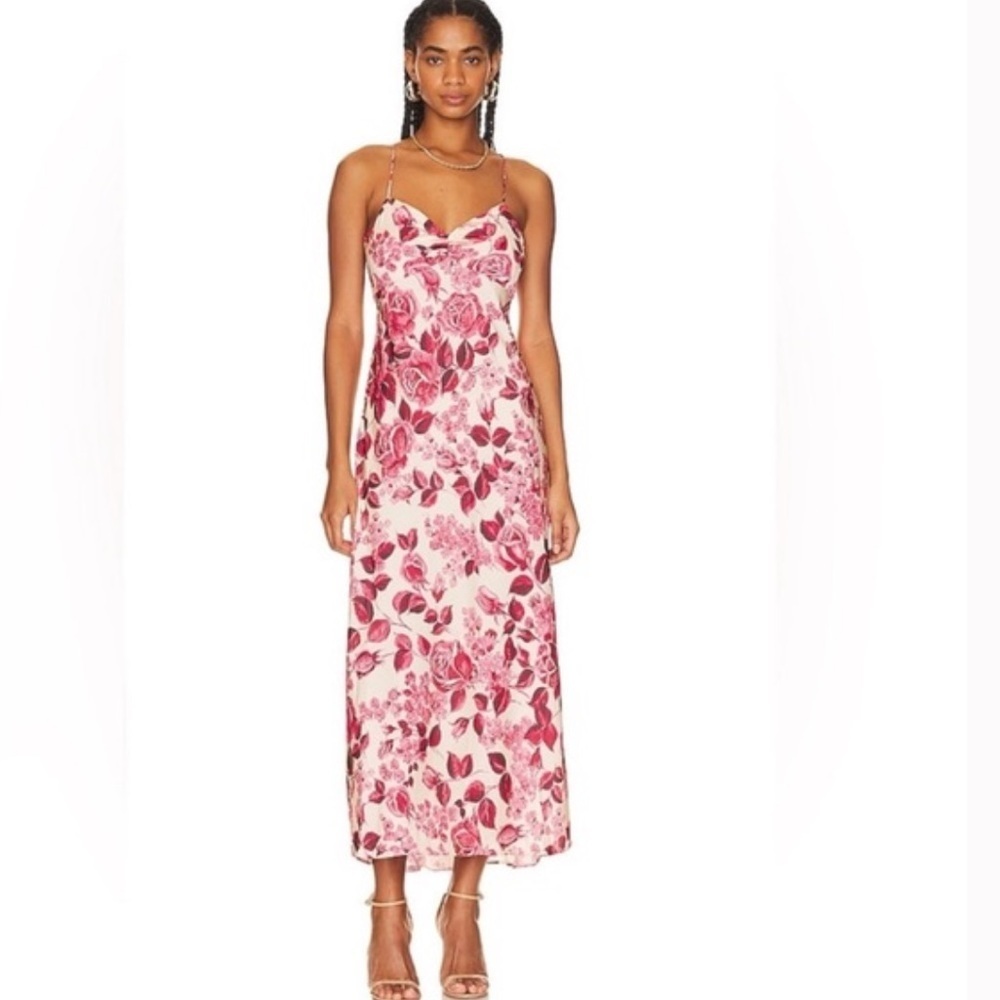 Favorite Daughter The Envy Slip Midi Dress in Rose Multi Size Large - Picture 2 of 10